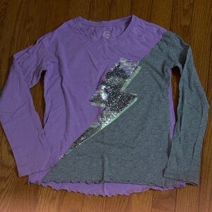 Wonder Nation Purple and Gray Long Sleeve Tee